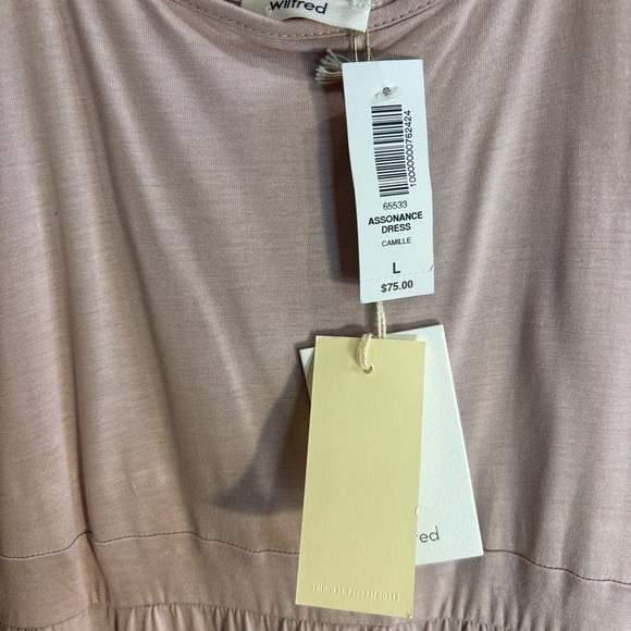 WILFRED Sz L Assonance Midi Dress Deep Round Neckline Gathered Skirt NEW - Picture 7 of 15